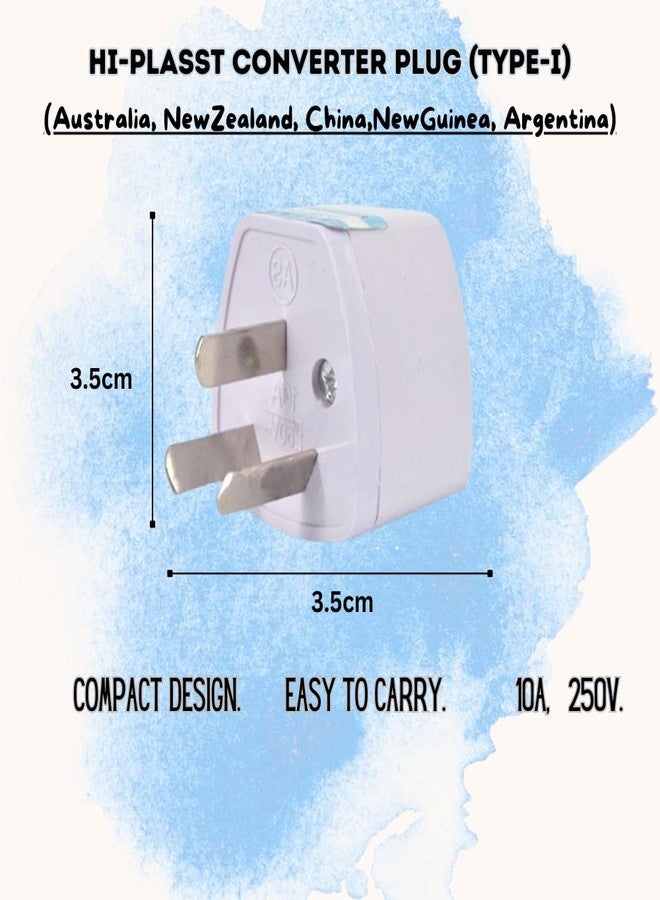 HI PLASST PINS N PLUGS Hi-Plasst India to Australia Plug Converter | Pack of 1 Type-I (3-Pin) | for China, New Zealand, Argentina, Fiji Universal Socket | Australian Adapter for Phones, Laptops, Chargers - Image 4